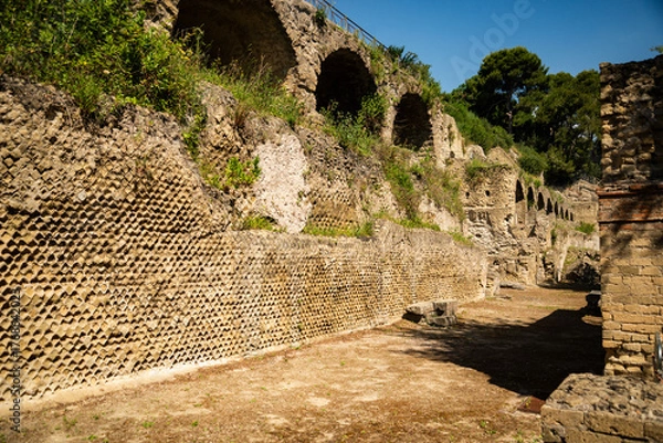 Obraz Italy, Naples, Baia, view and details of the archaeological area specialized in the spa treatments of the ancient Romans.