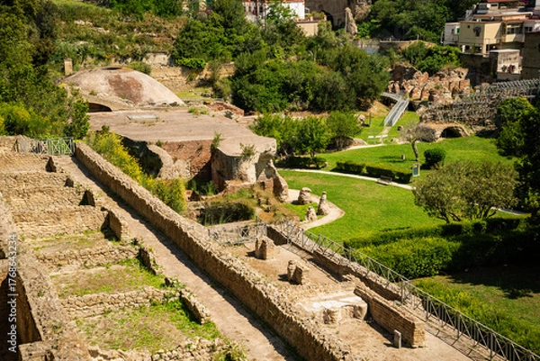 Obraz Italy, Naples, Baia, view and details of the archaeological area specialized in the spa treatments of the ancient Romans.