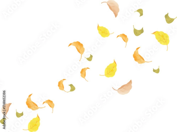 Obraz 風に舞う落ち葉の背景イラスト