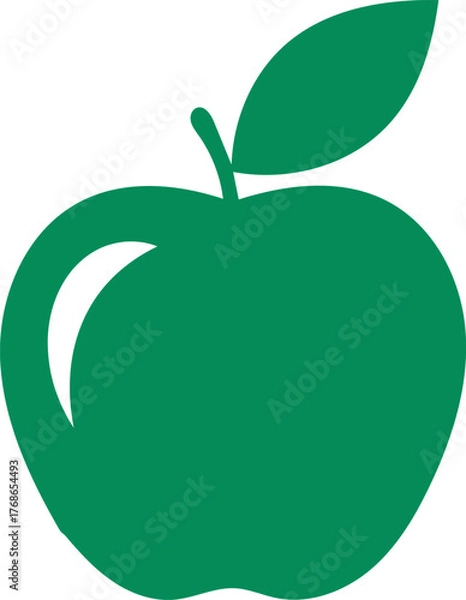 Obraz Simple green apple fruit icon silhouette