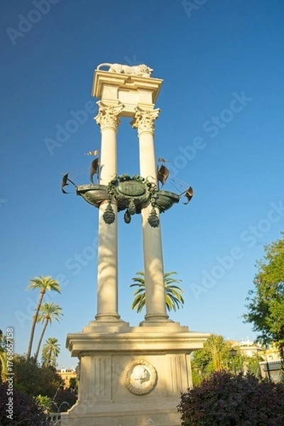 Obraz Christopher Columbus monument in the Murillo Gardens in Seville