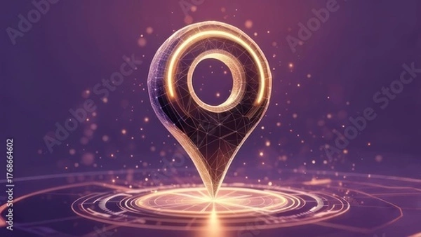 Obraz 3D location pin, glowing, futuristic
