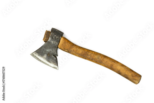 Obraz Old rusty axe isolated on white background