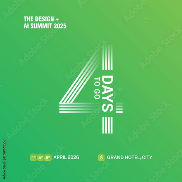 Obraz 4 Days Left Countdown Poster Template