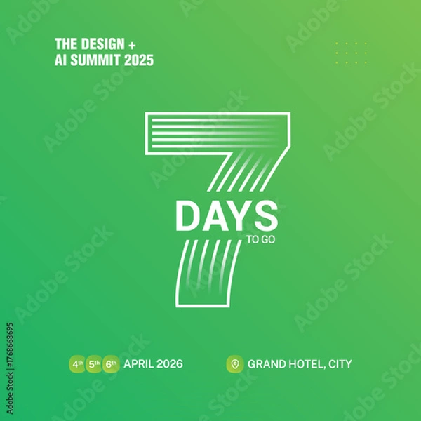 Fototapeta 7 Days Left Countdown Poster Template