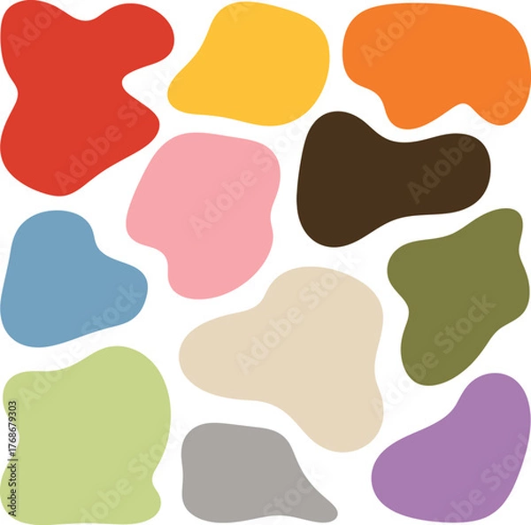 Fototapeta Colorful Organic Blob Shapes - Abstract Irregular Cutouts