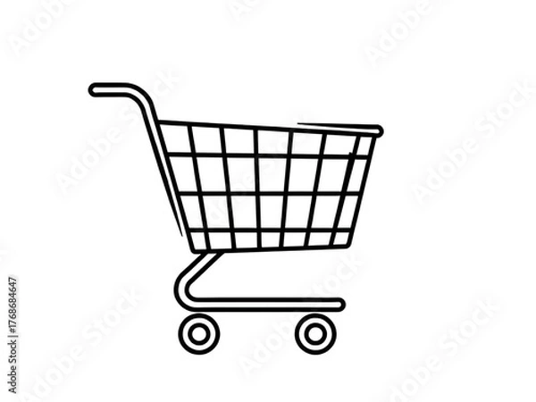 Fototapeta shopping, cart, icon, vector, illustration, trolley, basket, store, buy, sale, purchase, ecommerce, retail, market, online, shop, checkout, commerce, minimal, flat, line, outline, graphic, isolated, s