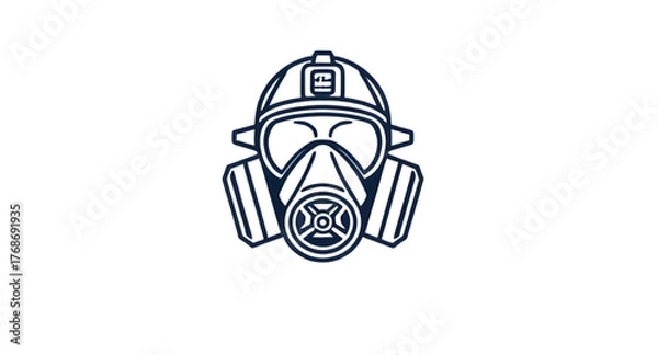 Fototapeta gas mask, vector, illustration, icon, protection, safety, respirator, mask, filter, air, toxic, pollution, chemical, military, defense, industrial, equipment, danger, hazard, protective gear, minimal,