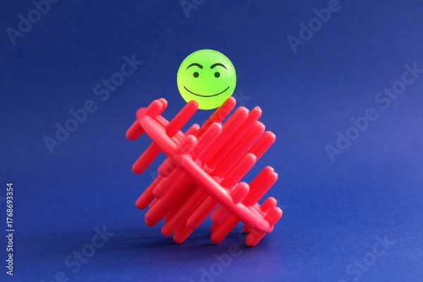 Obraz Happy ball on a sphere formed by statistical bars