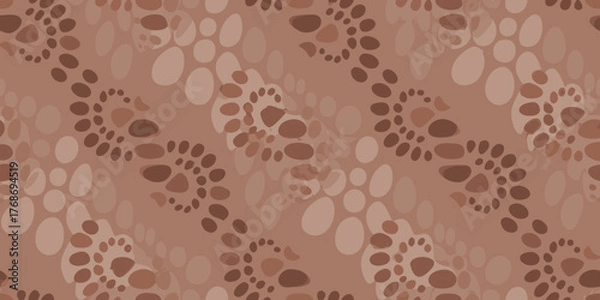 Fototapeta Seamless pattern of abstract organic shapes and dots in various shades of brown and beige