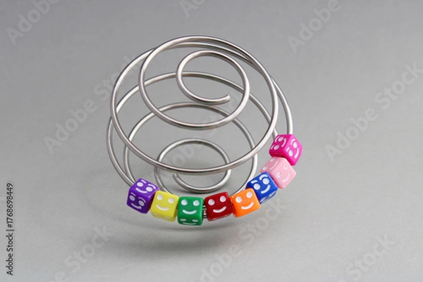 Obraz Cubes happy and together in a metal spiral