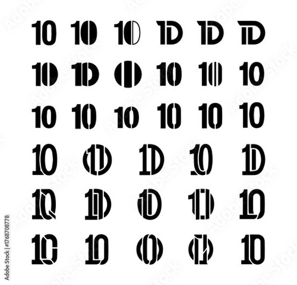 Fototapeta Vector art of circular arrow icon with number 10 isolated on white background