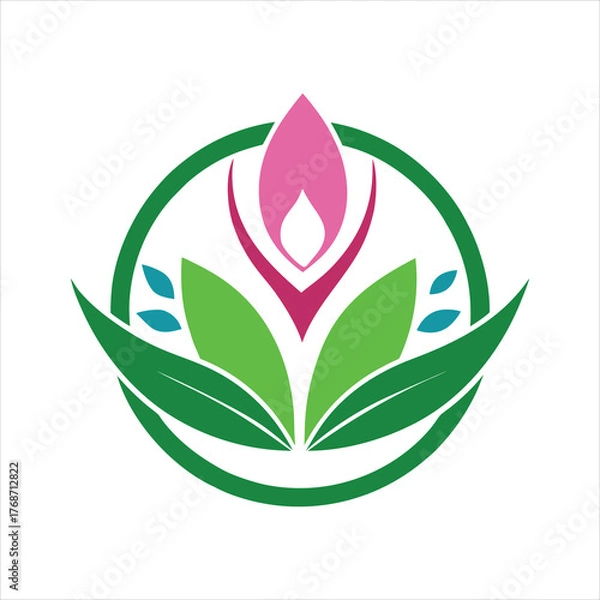 Fototapeta  Elegant Spa Logo with Leaf and Water Elements