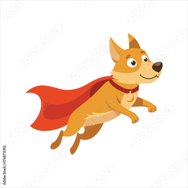 Fototapeta Flying Dog Superhero Mascot Vector Artwork