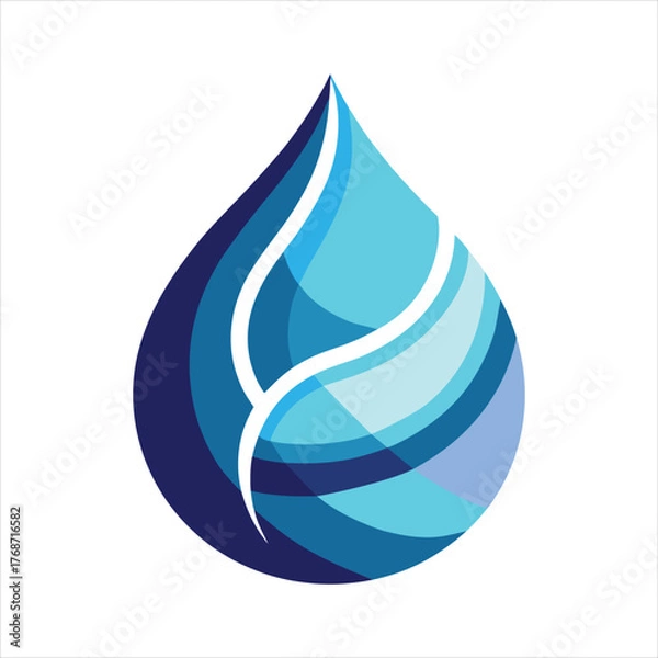 Fototapeta Modern Blue Water Drop Logo Design Vector