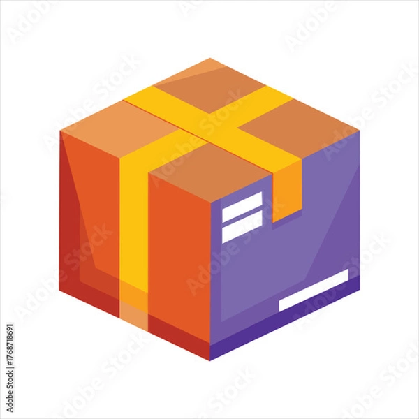 Fototapeta Package Parcel Box Flat Vector Artwork