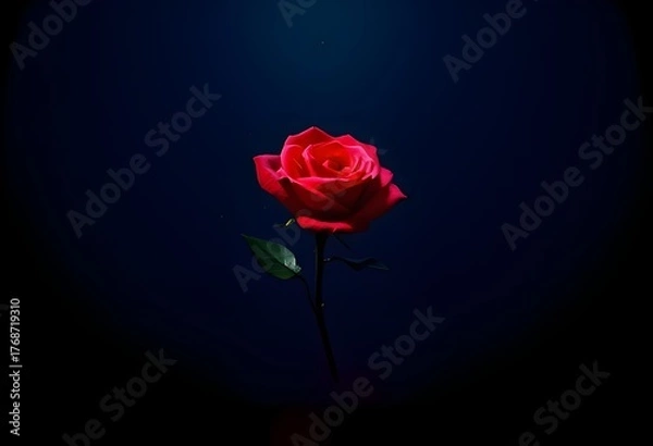 Obraz red rose on black background