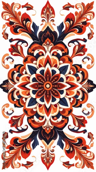 Fototapeta Ornate floral pattern with transparent background