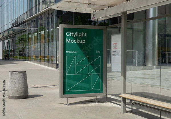 Fototapeta Bus Stop Citylight PSD Mockup