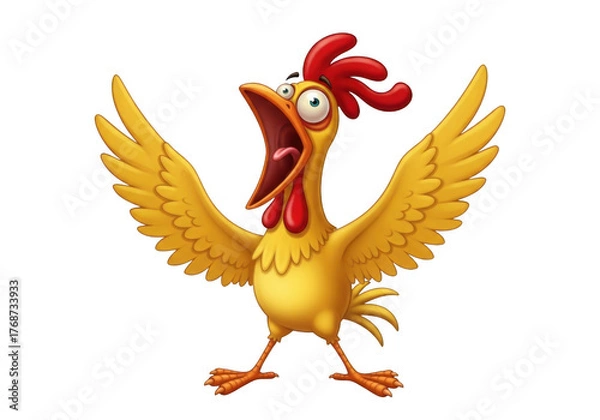 Obraz Funny cartoon chicken isolated on transparent background