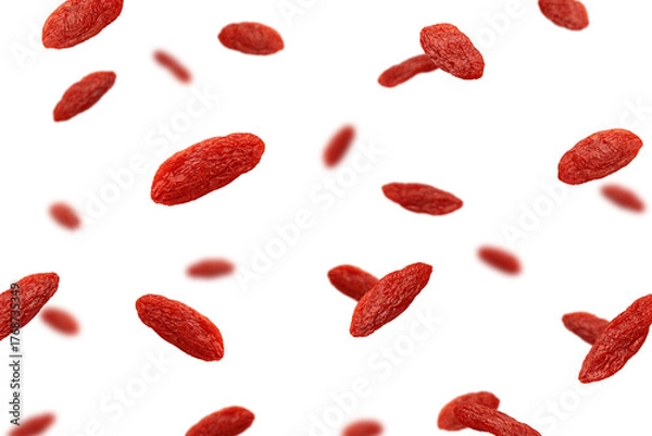 Fototapeta Falling Goji berry, Wolfberry isolated, selective focus