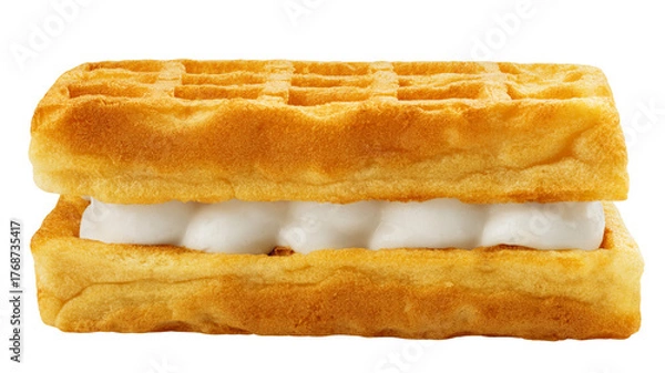 Fototapeta Viennese Waffle with cream isolated, full depth of field