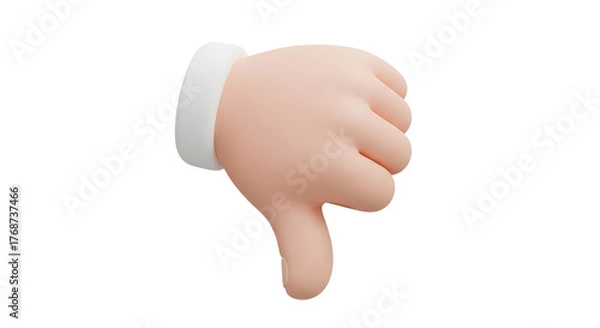 Obraz 3D cartoon hand giving a thumbs down for disapproval, negative feedback or social media dislike emoji