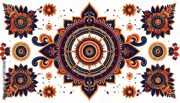 Obraz Ornate floral mandala with transparent background