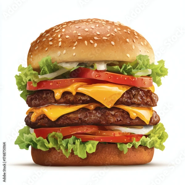 Fototapeta hamburger on a white background