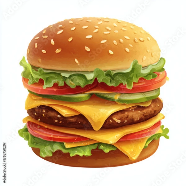 Fototapeta hamburger on a white background