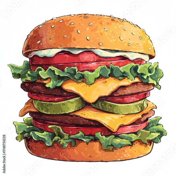 Fototapeta hamburger on a white background