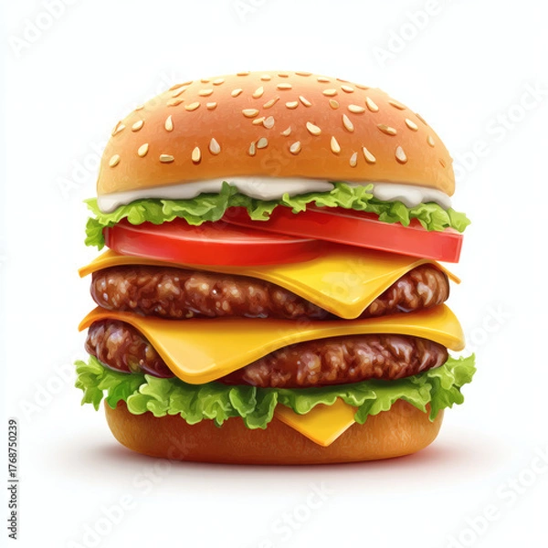 Fototapeta hamburger on a white background