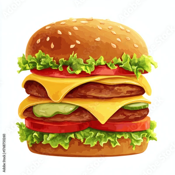 Fototapeta hamburger on a white background