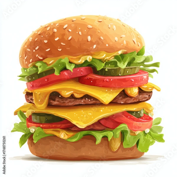 Fototapeta hamburger on a white background