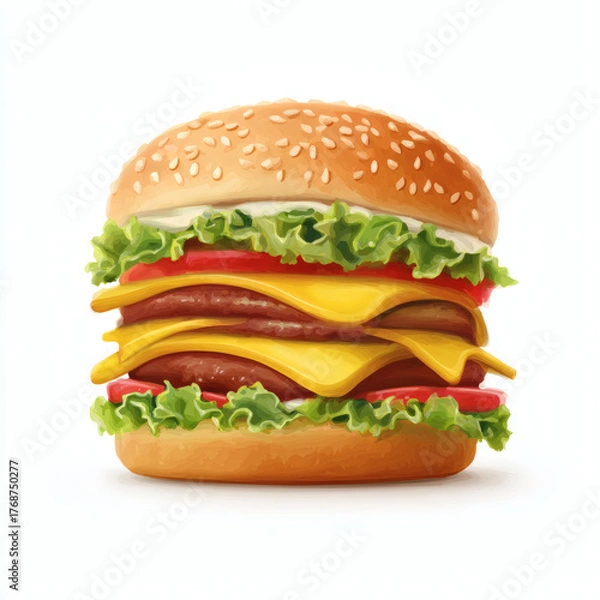 Fototapeta hamburger on a white background