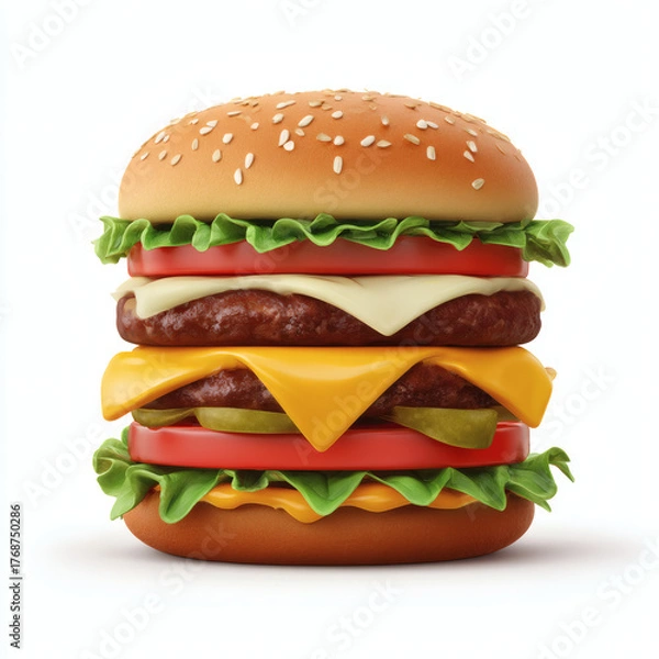 Fototapeta hamburger on a white background