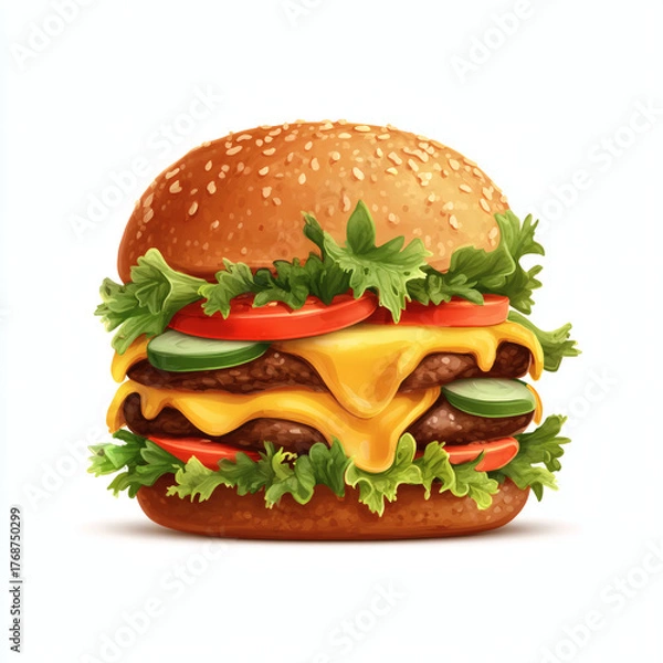 Fototapeta hamburger on a white background