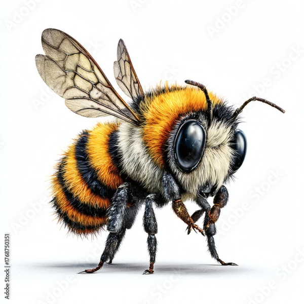 Fototapeta bee on white background