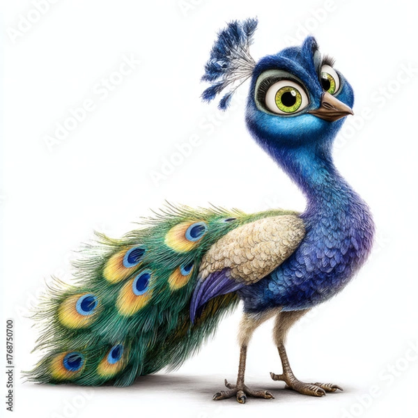 Fototapeta peacock isolated on white background