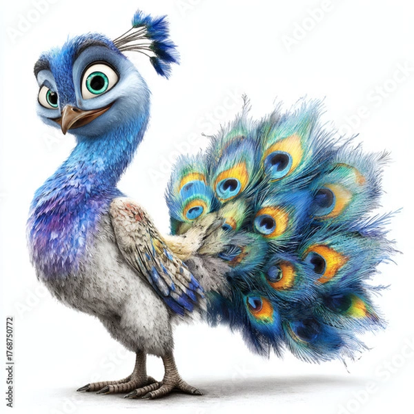 Fototapeta peacock isolated on white background