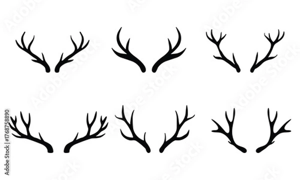 Obraz Deer Antlers Silhouette Set