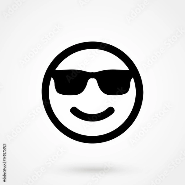Obraz Smiley face with sun glasses vector icon.
