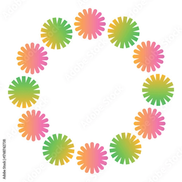 Obraz Colorful circular gradient flower frame vector illustration