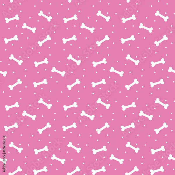 Fototapeta Seamless pattern with bones for dog on the pink background.