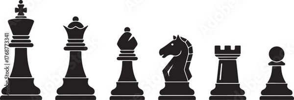 Obraz Classic chess piece icons collection