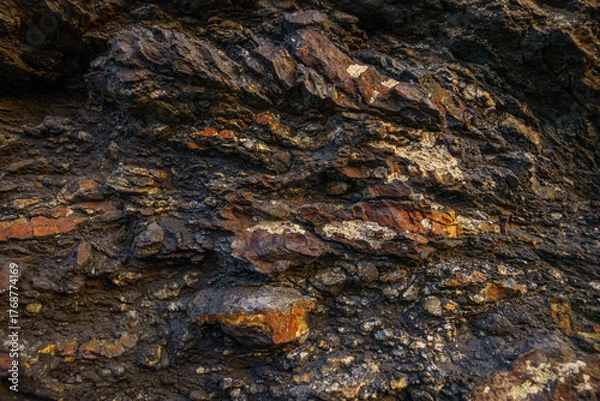 Obraz 荒々しい溶岩石の表面