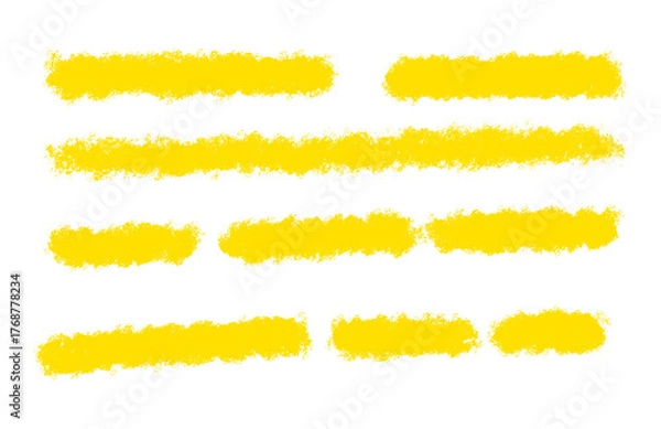 Fototapeta Hand made Set of yellow highlighter strokes vector illustration of marker lines Transparent PNG