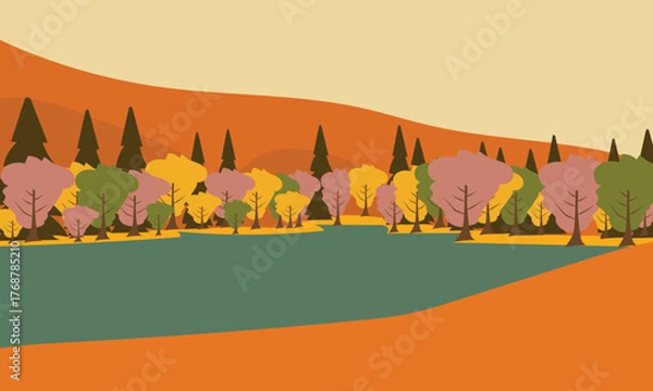 Obraz autumn landscape with forest