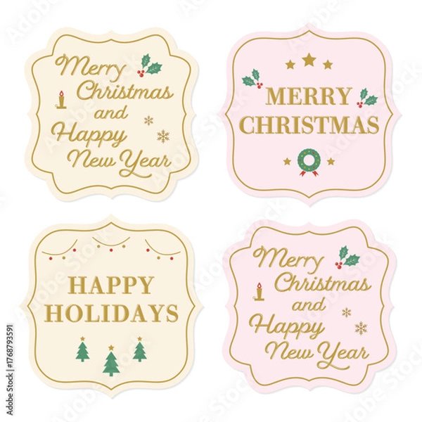 Obraz エレガントなクラシックフレームのクリスマスカードのバリエーションセット