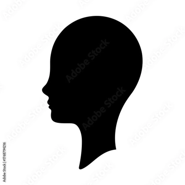 Fototapeta Silhouette profile of a head with clean shapes and minimalist design
